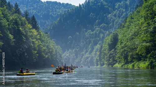 An attraction for a holiday trip, canoeing on the river