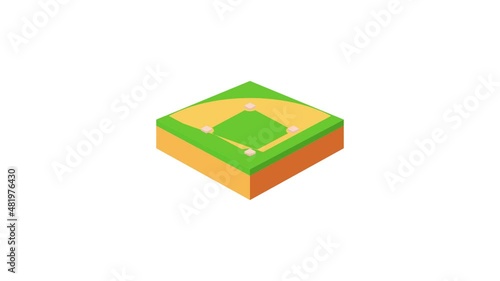Baseball field icon animation best cartoon object on white background