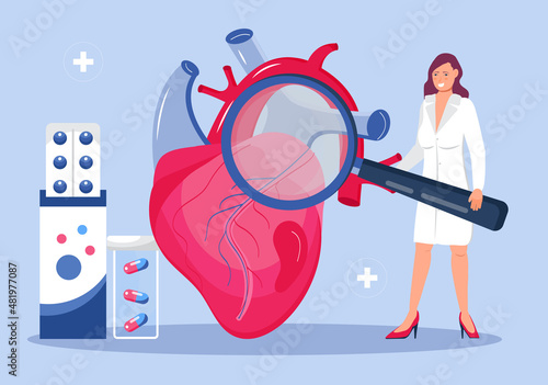 Cardiologist online consultation concept vector. Hypo-tension and hypertension disease illustration for cardiology homepage.