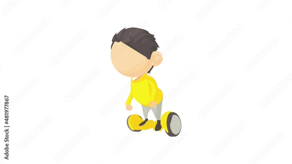 Boy on segway icon animation best cartoon object on white background Boy on segway icon animation best cartoon object on white background