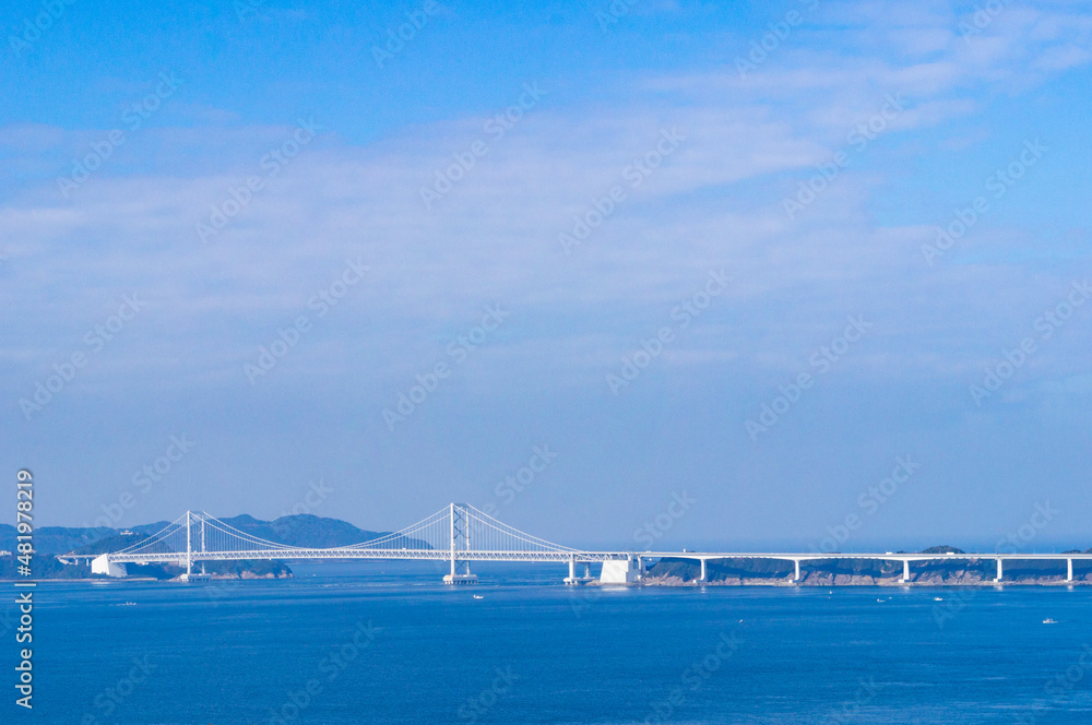 淡路島から臨む鳴門大橋、1月に撮影