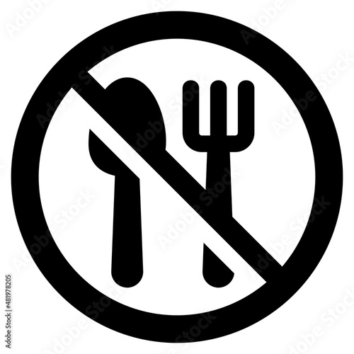 No Eating Glyph Icon Vector
