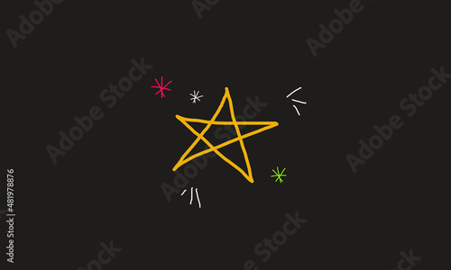 black background with stars and other icons in the center