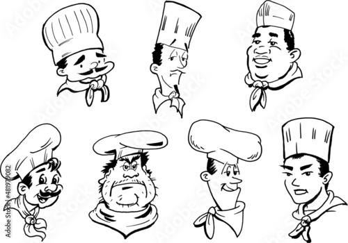 Collection of fun chefs and cooks for menus or advertising