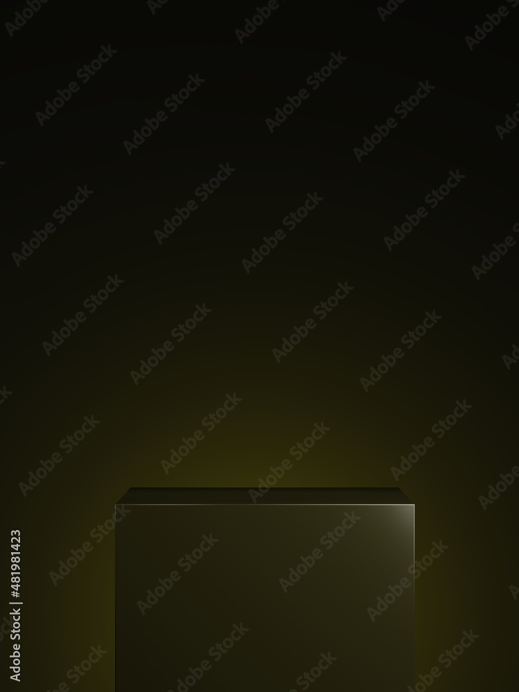Minimal dark green podium for product showcase. Box shape. Pedestal background. Empty stage mockup. 3d render illustration Minimal dark green podium for product showcase. Box shape. Pedestal background. Empty stage mockup. 3d render illustration