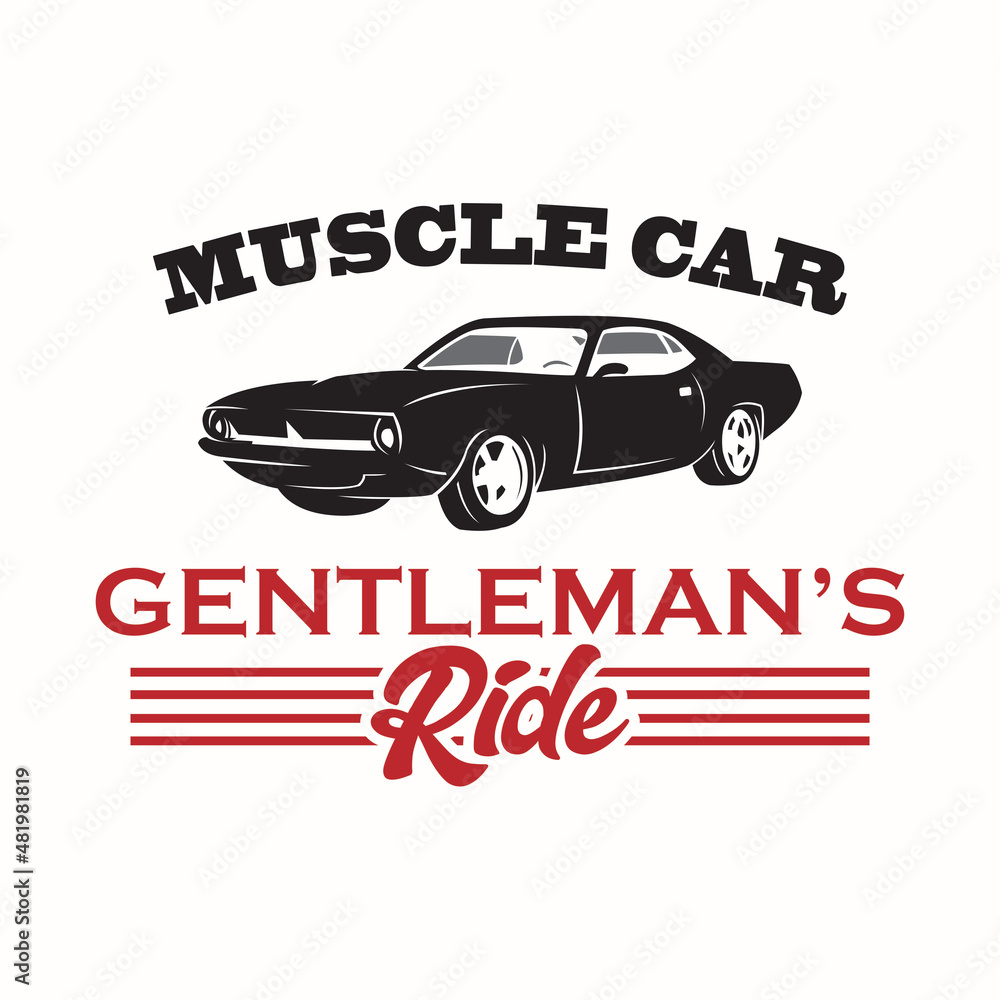 muscle car gentleman,s ride logo, silhouette of  fast car on the road vector illustrations