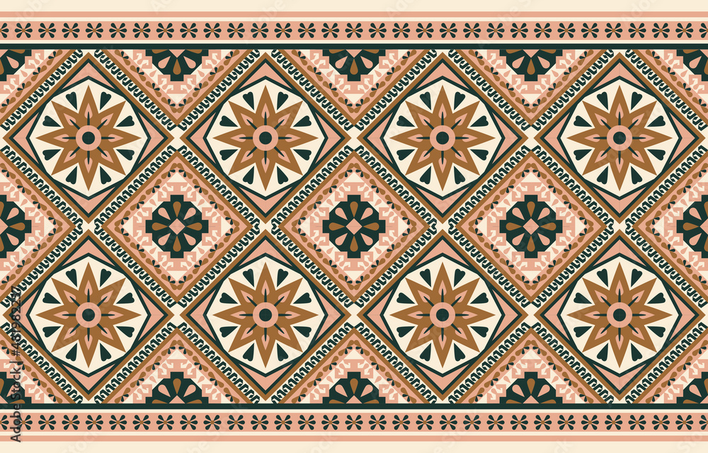 Ethnic pattern abstract art. Seamless pattern in tribal, folk embroidery, and Mexican style. Aztec geometric art ornament print.Design for carpet, wallpaper, clothing, wrapping, fabric, cover, textile