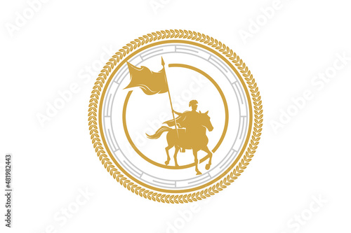 
Horseback Knight Silhouette, Horse Warrior Paladin Medieval logo design