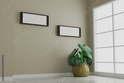 picture frame concept. empty room interior 3d rendering