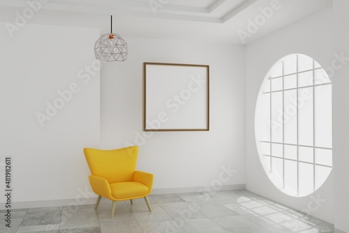 picture frame concept. empty room interior 3d rendering