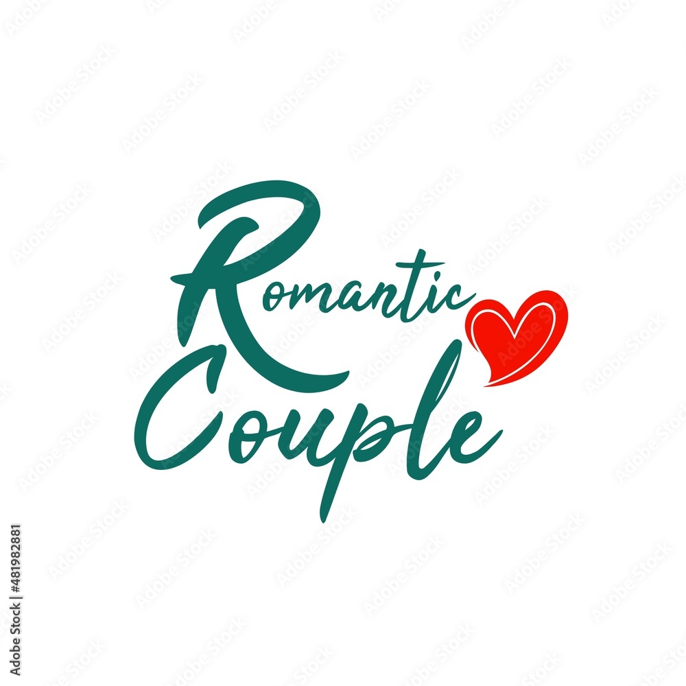 Obraz premium Romantic couple text with white background