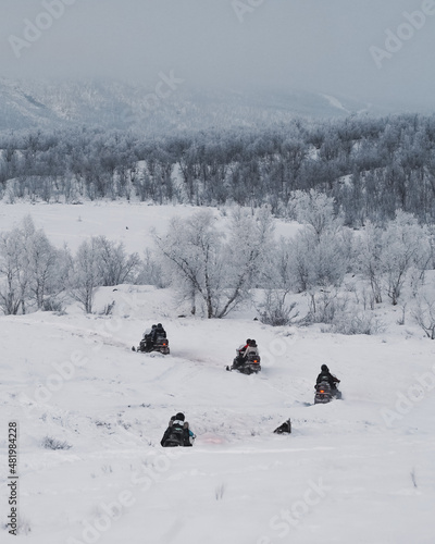 snowmobiling in the mountains sweden photo