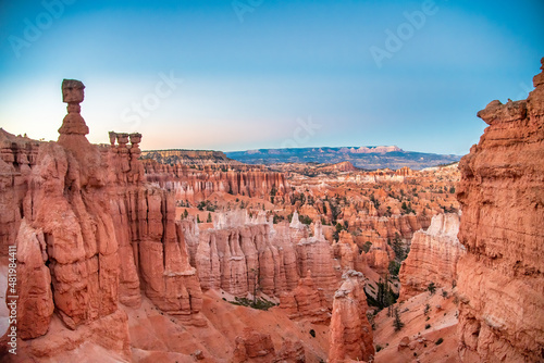 Thor's hammer and the Three Sisters in the sunset light at Bryce Canyon National Park, Utah - USA.
