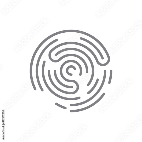 fingerprint icon digital lock isolated on white