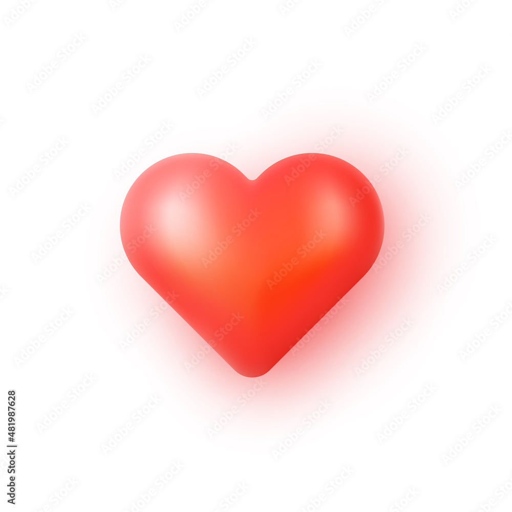 Love heart for Valentines Day. Like icon for social network in 3d cartoon style. Vector illustration. Love heart for Valentines Day. Like icon for social network in 3d cartoon style. Vector illustration.
