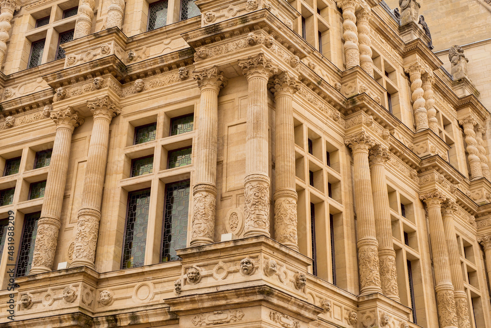 Closeup of a facade of an old building in Arras, France Closeup of a facade of an old building in Arras, France