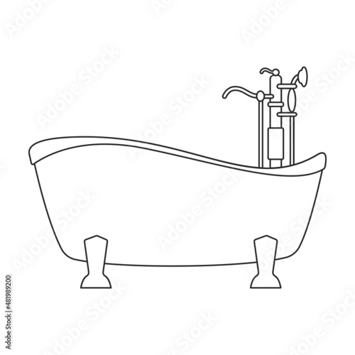 Bath tub vector icon.Outline vector icon isolated on white background bath tub.