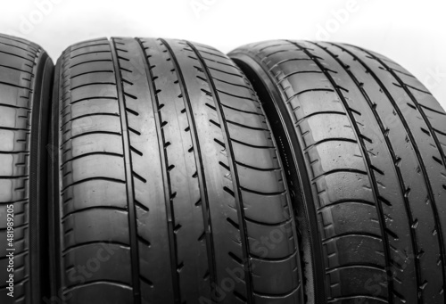 Used Car black summer tires close-up © Александр Коликов