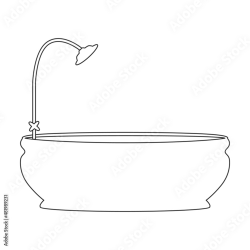 Bath tub vector icon.Outline vector icon isolated on white background bath tub.