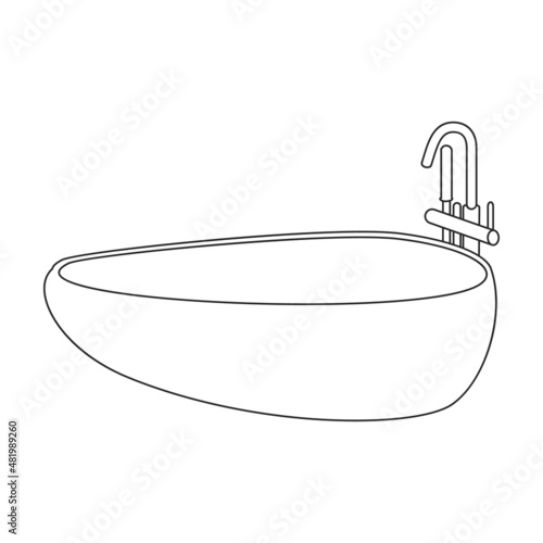 Bath tub vector icon.Outline vector icon isolated on white background bath tub.