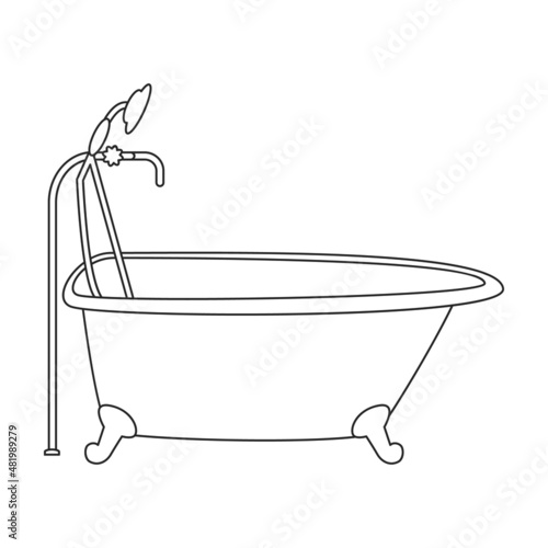 Bath tub vector icon.Outline vector icon isolated on white background bath tub.