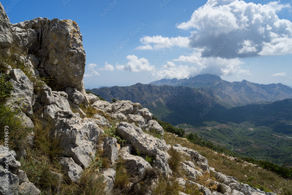 beautiful mediterranean mountain landscape and limestone rocks in Spain relaxation and hike in nature
