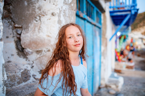 Teenage girl in Greek village