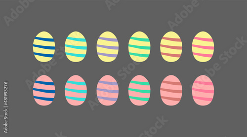 Set of colorful easter eggs. Different patterns and colors, Vector