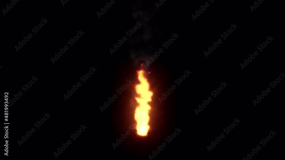 Fire flame burning and growing Visual effects on transparent alpha background  4K