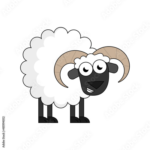 Fun, happy sheep cartoon il...