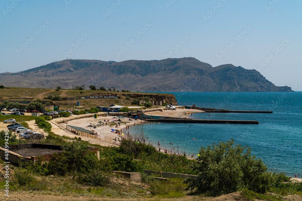 The Republic of Crimea. July 11, 2021. Beaches in Kapsel Bay near the town of Sudak.