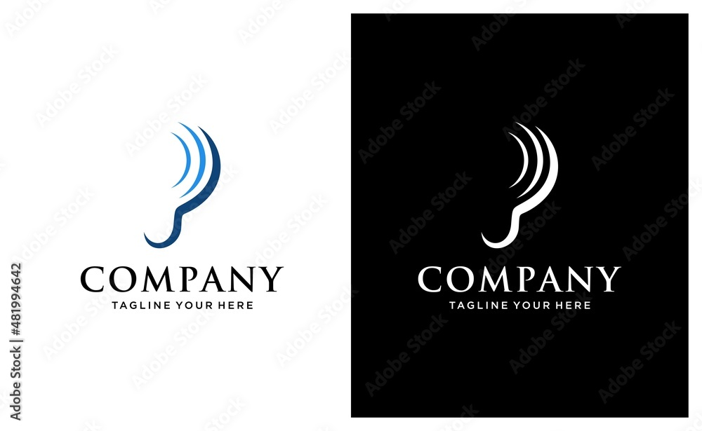 ear, hearing line icon, outline vector logo illustration, linear pictogram, on a black and white background.