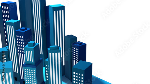 たくさんのビル　3DCG　背景　白背景　都市　都会　ビジネス　社会