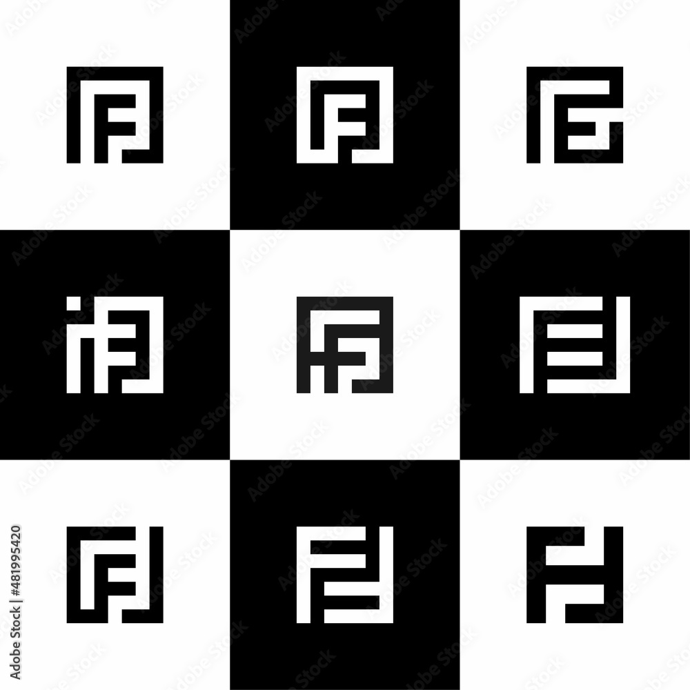Set of logo initials letter F square Set of logo initials letter F square