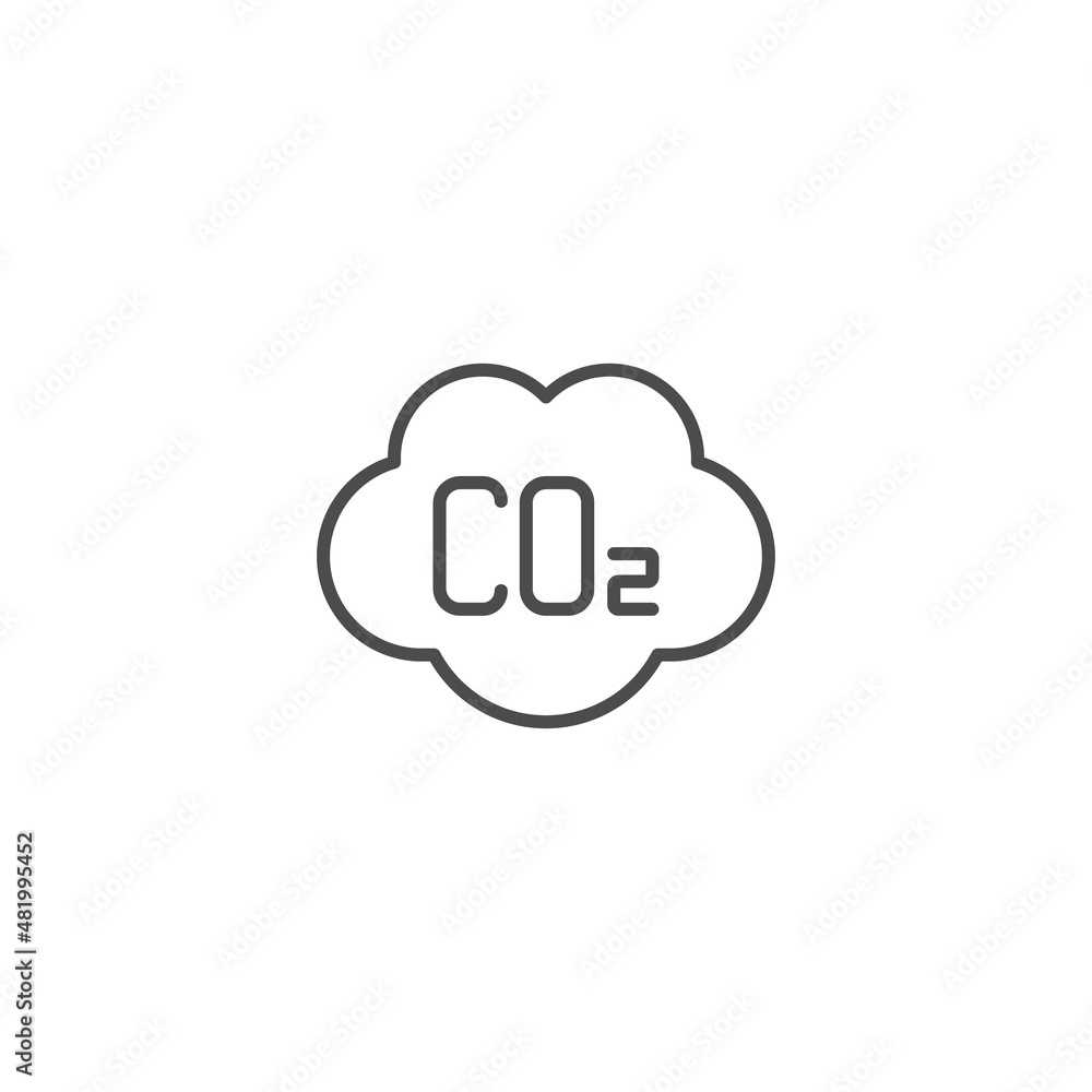 CO2 cloud line icon. linear style sign for mobile concept and web design. Carbon dioxide cloud outline vector icon. Global warming symbol, logo illustration. Vector graphics