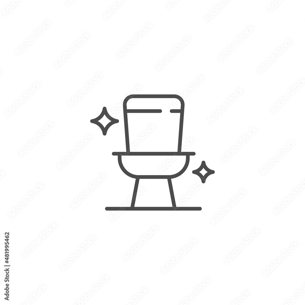 Shiny Toilet, bathroom line icon. linear style sign for mobile concept and web design. Clean toilet bowl outline vector icon. Symbol, logo illustration. Vector graphics Shiny Toilet, bathroom line icon. linear style sign for mobile concept and web design. Clean toilet bowl outline vector icon. Symbol, logo illustration. Vector graphics