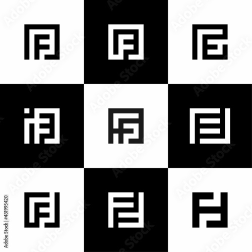 Set of logo initials letter F square