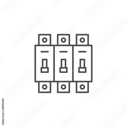 Circuit breaker switch line icon, outline vector sign, linear style pictogram isolated on white. Electric toggle switch symbol, logo illustration. Editable stroke photo