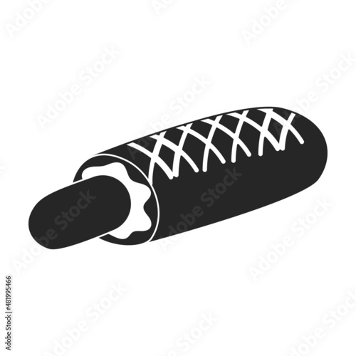 Hot dog vector icon.Black vector icon isolated on white background hot dog.