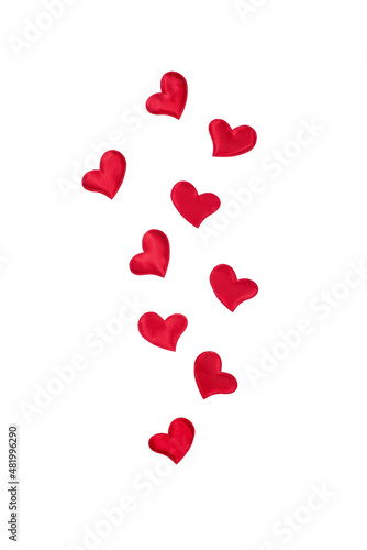 flying up hearts on a white background