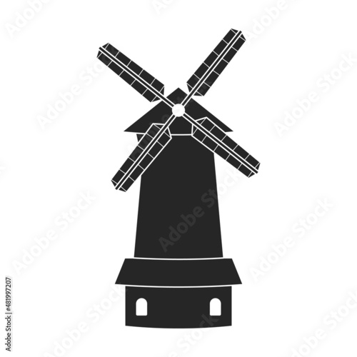 Windmill vector icon.Black vector icon isolated on white background windmill.