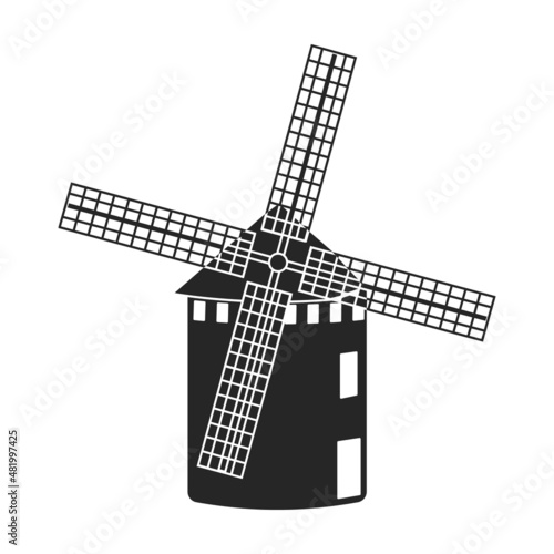 Windmill vector icon.Black vector icon isolated on white background windmill.