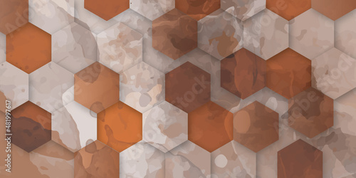 Abstract colorful technology digital hi tech hexagons concept background. Abstract background of hexagons pattern and geometric texture. Geometry hexagon background. 3d illustration, 3d rendering.