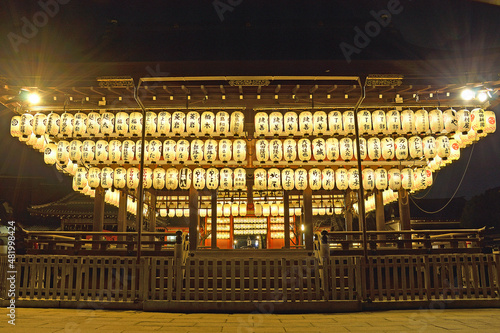Dance stage with hundreds of lanterns at Yasaka Shrine in Kyoto city