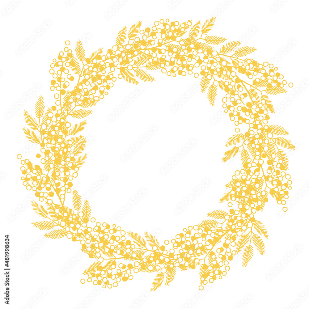 シンプルなミモザ アカシア のリースのイラスト Stock Vector Adobe Stock