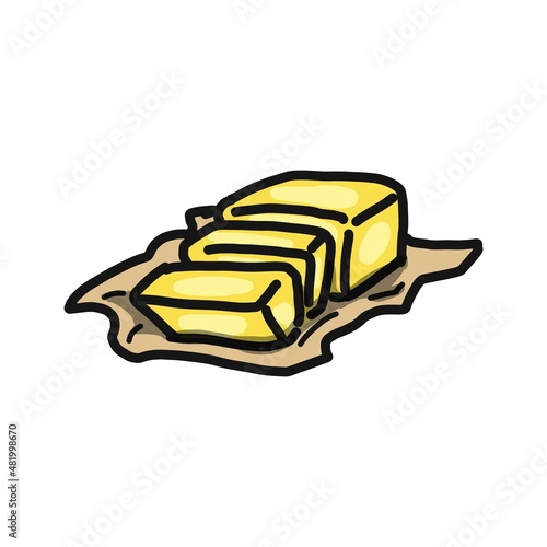 スライスされたバターのイラスト。
