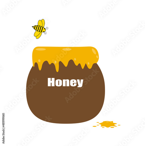 Honey bees with bucket full of honey that sweet and viscous food substance.