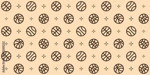 Seamless geometric pattern with Busket Balls and stars. Vector wallpaper background