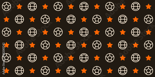 Seamless geometric pattern with Busket Balls and stars. Vector wallpaper background