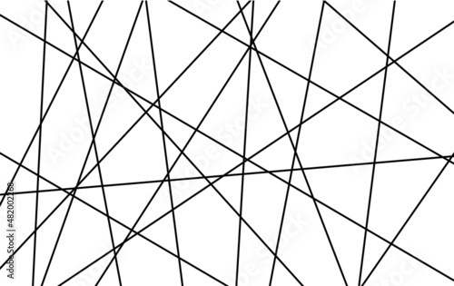 Pattern of random abstract geometric lines. Chaotic vector background. Black and white art with modern linear texture. Messy contemporary diagonal and straight gradations.